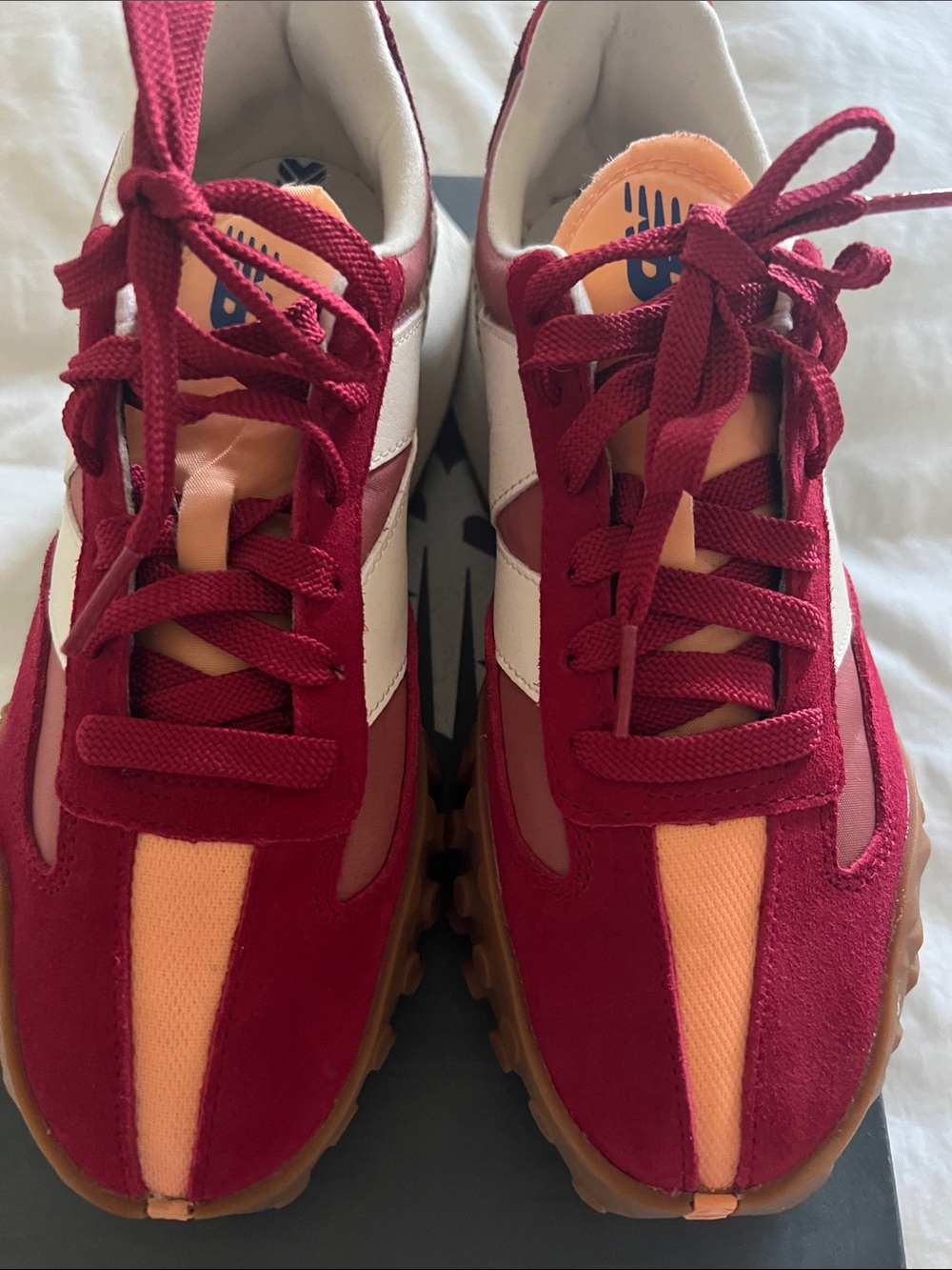 New Balance  men Burgundy and Peach Sneakers